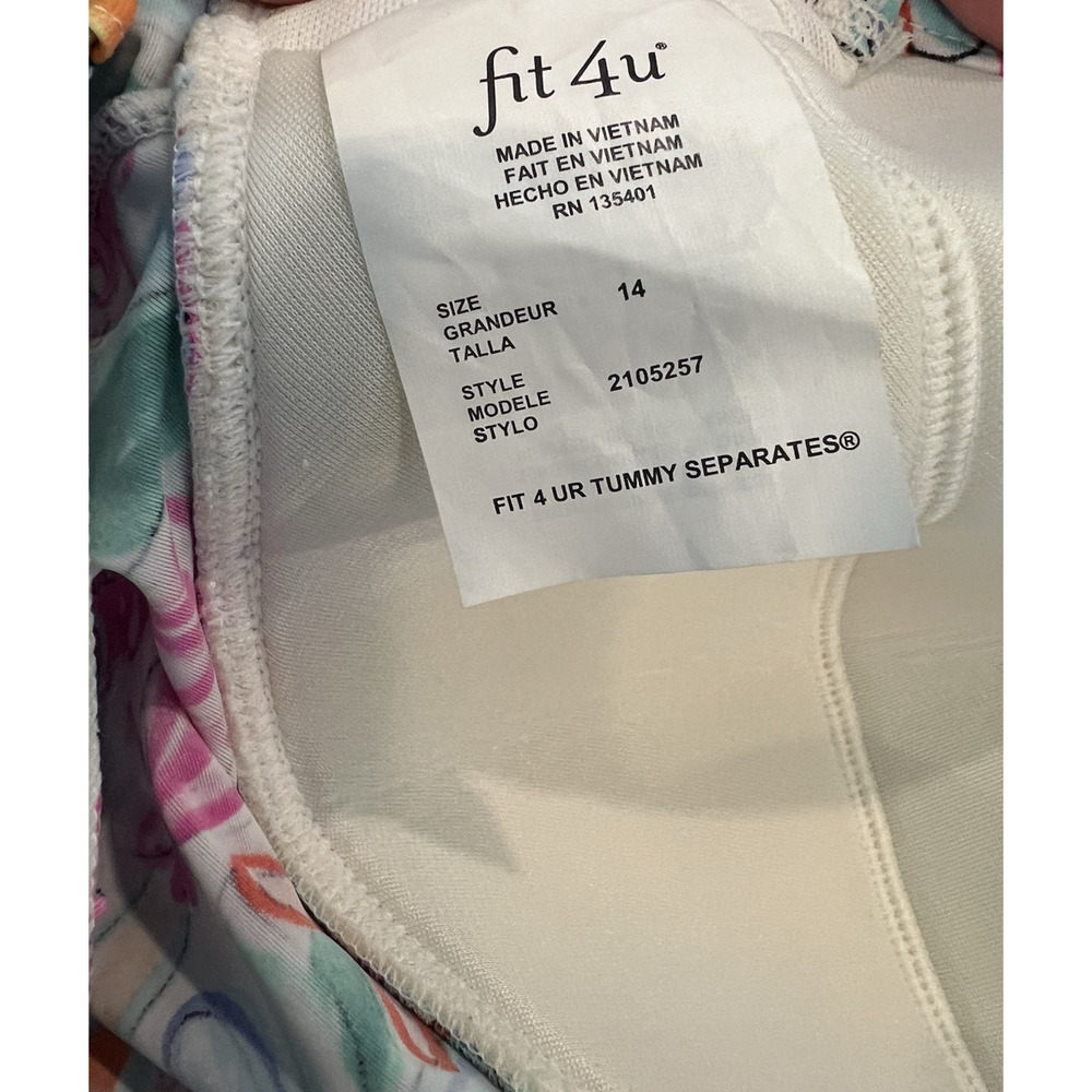FIT 4 UR Tummy TOPAZ Waterfall Bathing Suit TOP Size 14 Flowers Pool Beach NWT - Picture 9 of 12